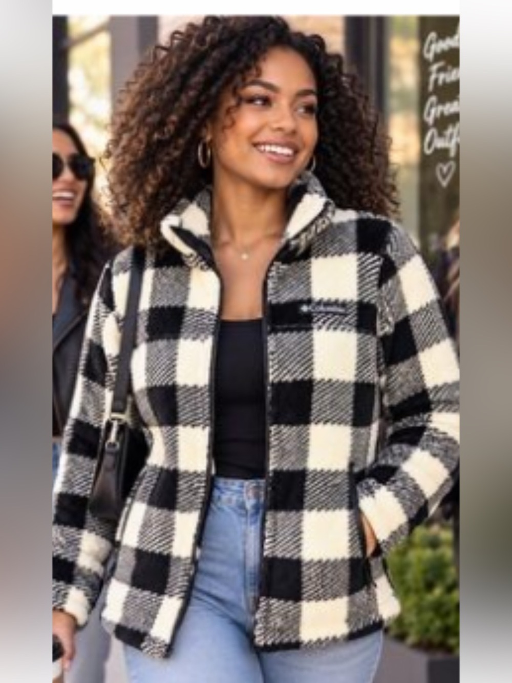 Columbia NWT L PINK BLACK Plaid FLEECE WARM COMFY SHACKET